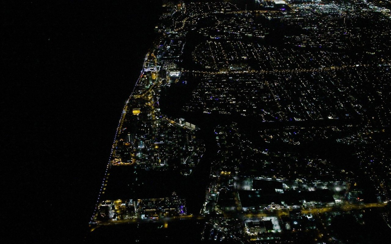 Aerial night view of Fort Lauderdale Beach